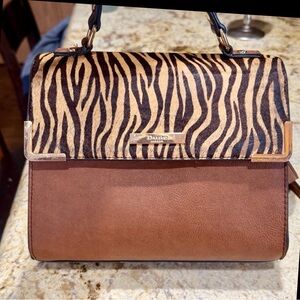Dune London Zebra Print and Brown Satchel